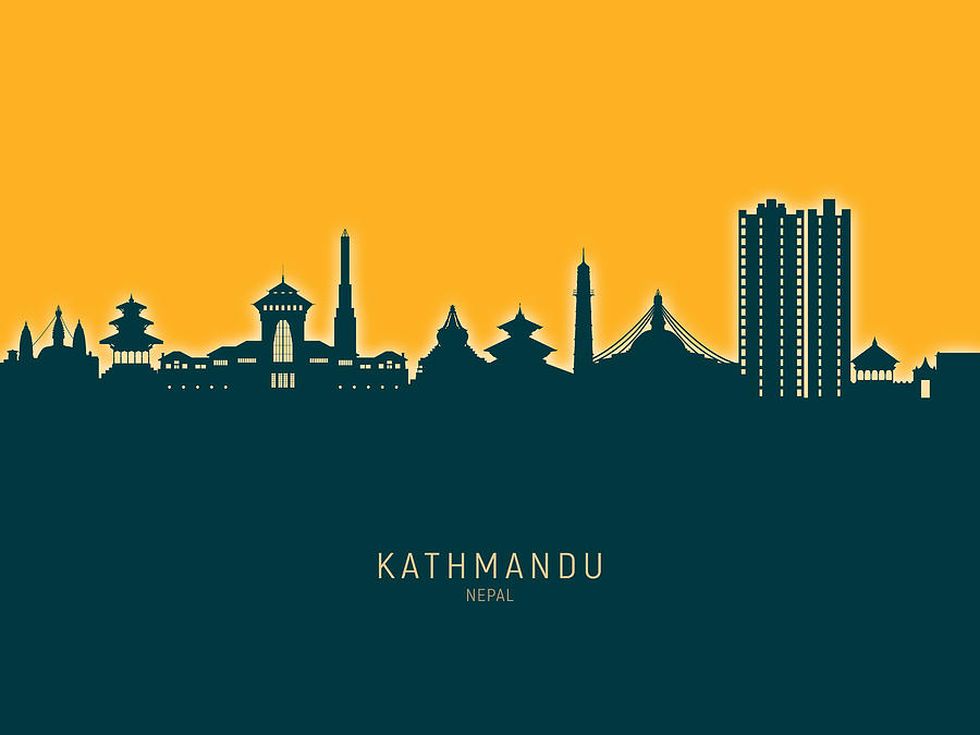 Kathmandu Nepal Skyline #14 Digital Art by Michael Tompsett