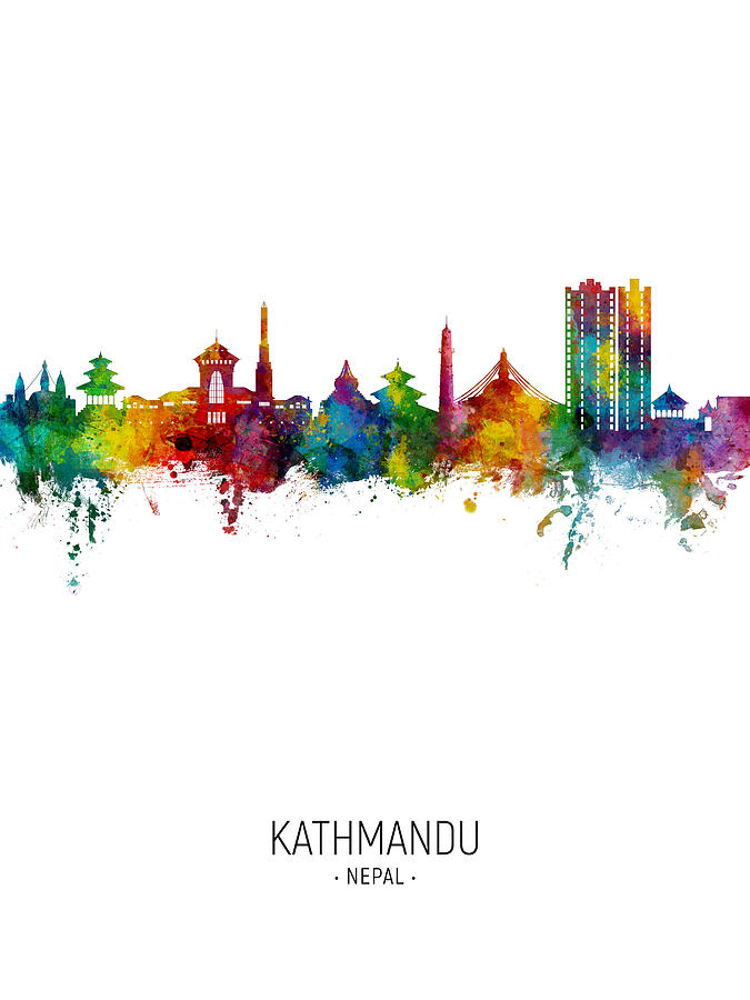 Kathmandu Nepal Skyline #16 Digital Art by Michael Tompsett