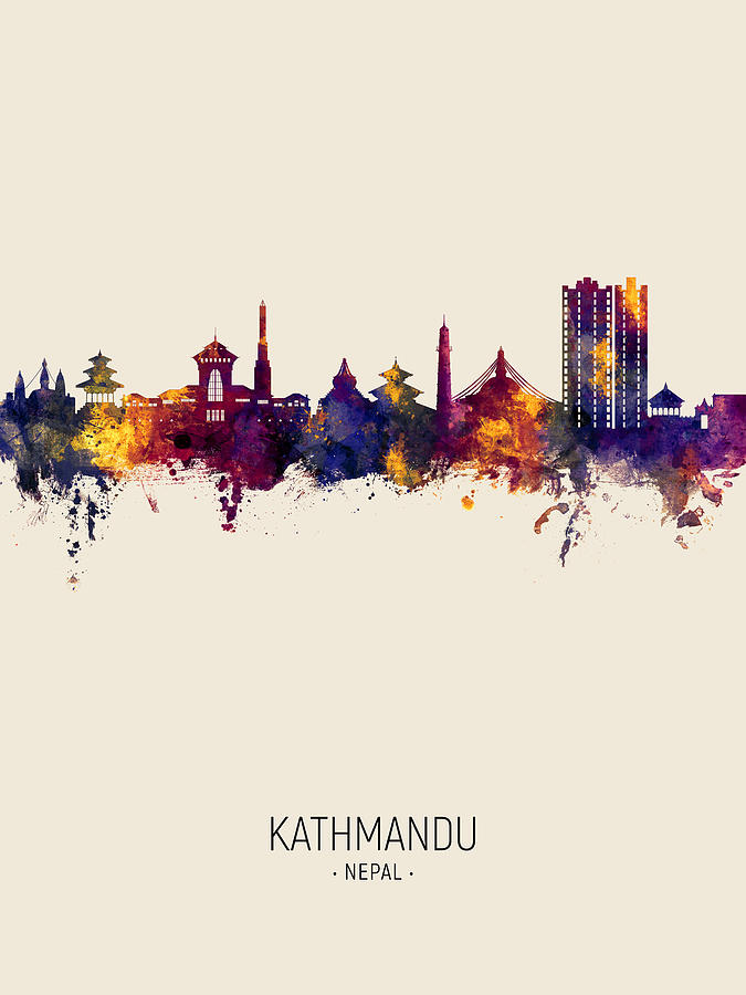 Kathmandu Nepal Skyline #17 Digital Art by Michael Tompsett