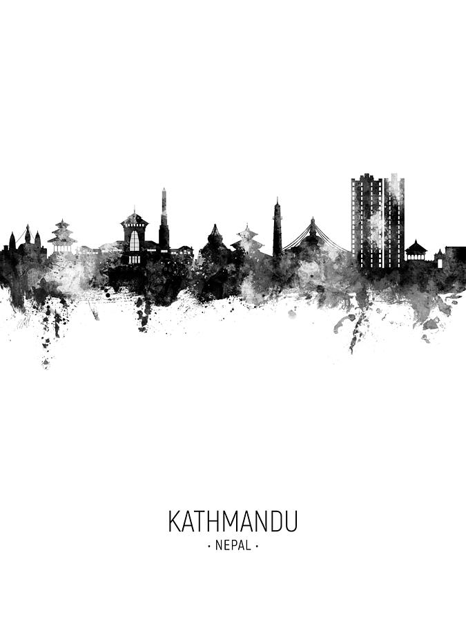 Kathmandu Nepal Skyline #20 Digital Art by Michael Tompsett