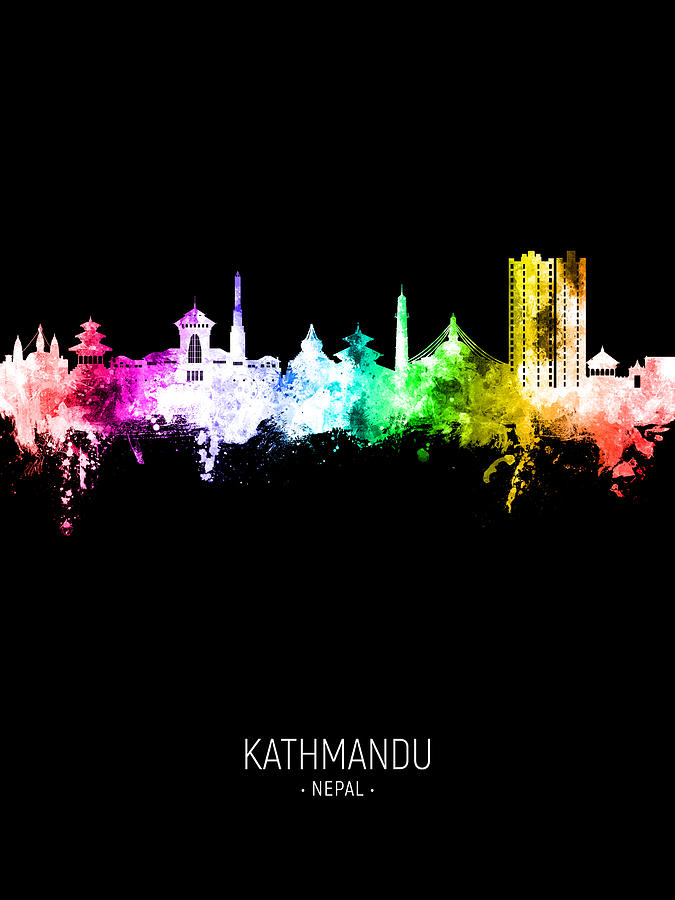 Kathmandu Nepal Skyline #22 Digital Art by Michael Tompsett
