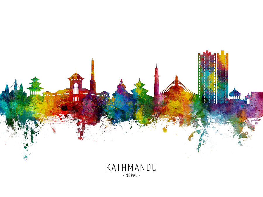 Kathmandu Nepal Skyline #94 Digital Art by Michael Tompsett