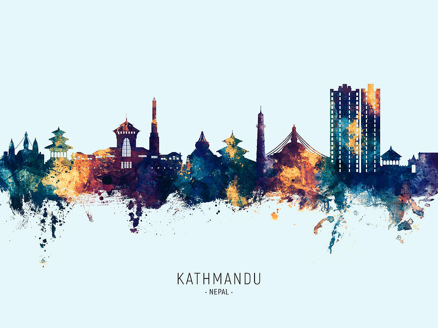 Kathmandu Nepal Skyline #97 Digital Art by Michael Tompsett
