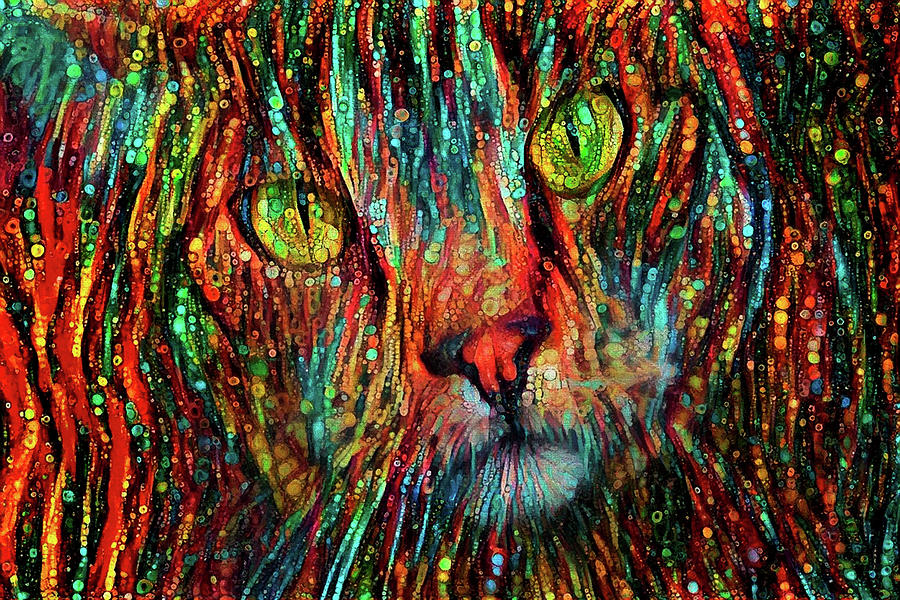 Katie the Colorful Cat Mixed Media by Peggy Collins