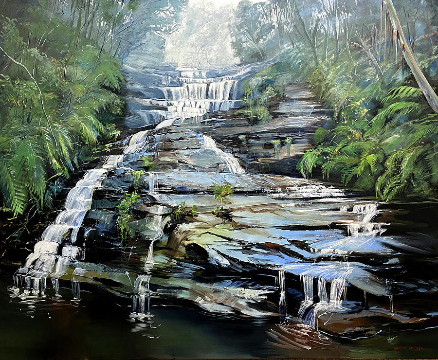 Katoomba Cascades Painting by Shirley Peters