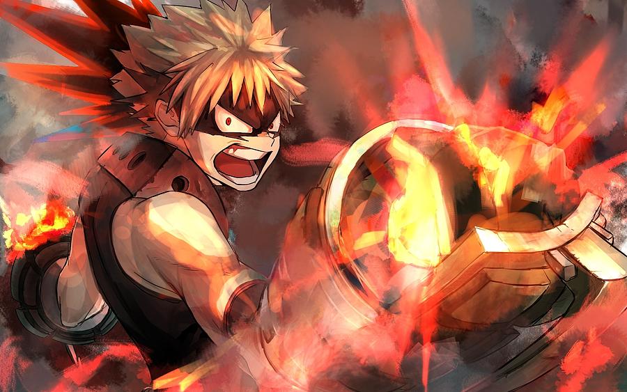 Katsuki Bakugou Fire Flames Boku No Hero Academia Warrior Battle Manga My Hero Academia Artwork