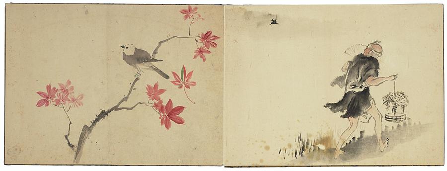 Katsushika Hokusai  Drawings Of Flowers, Birds And Figures 10 Painting