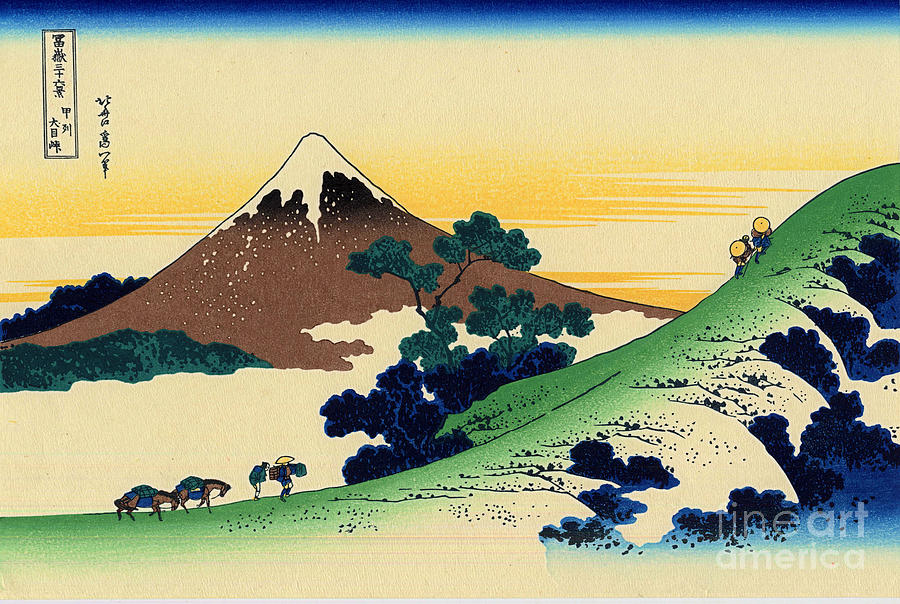 Katsushika Hokusai Mixed Media - Katsushika Hokusai Inume pass in the Kai province by Katsushika Hokusai