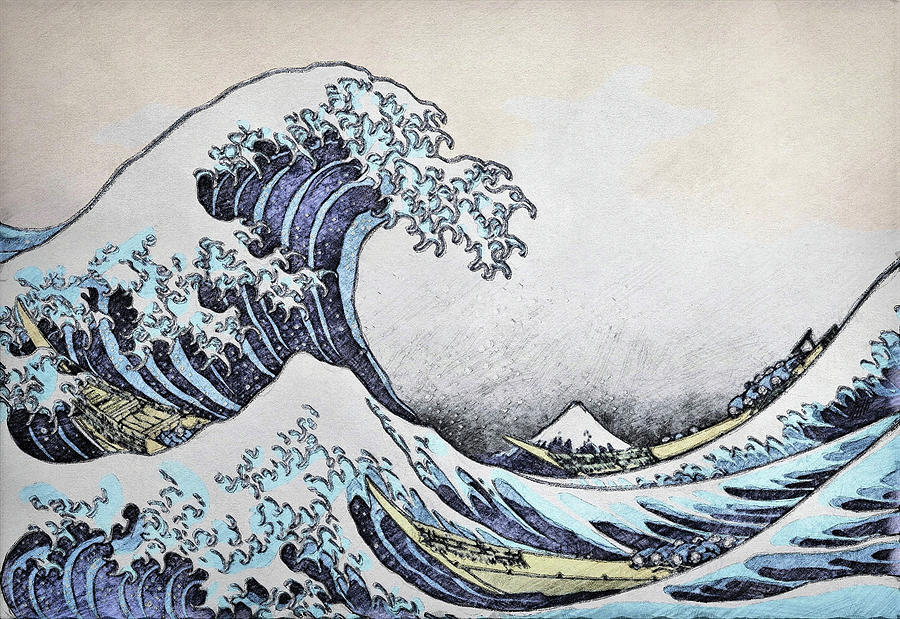 Katsushika Hokusai - The Great Wave off Kanagawa - Color Pencil Sketch ...