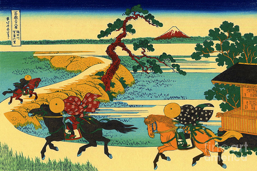 Katsushika Hokusai Mixed Media - Katsushika Hokusai Village of Sekiya at Sumida river by Katsushika Hokusai