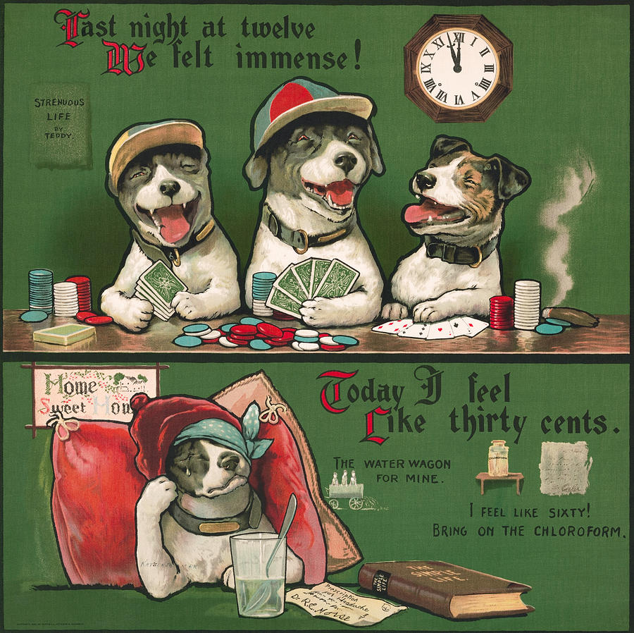 Katzenjammer - Dog With A Hangover - Today I Feel Like Thirty Cents - 1905 Painting by War Is Hell Store