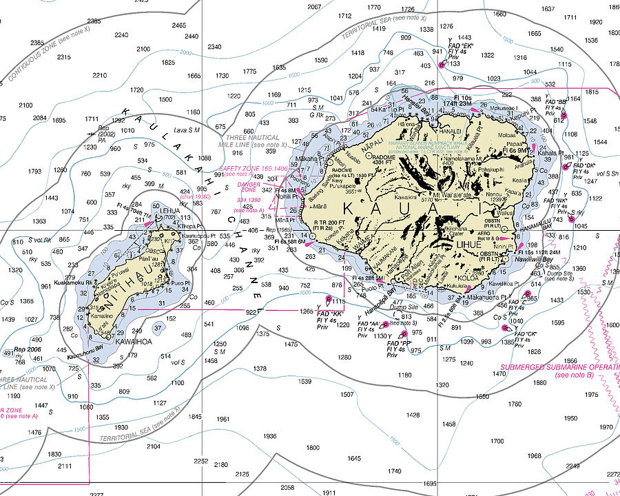 Kauai Hawaii Nautical Chart Digital Art by Sea Koast Pixels