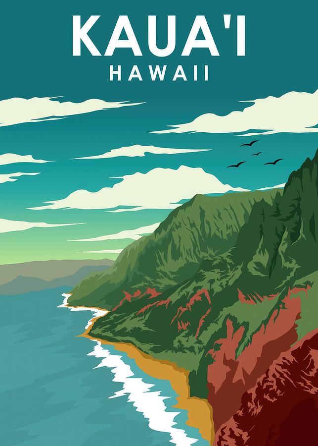 Kauai Hawaii Travel Poster Digital Art by Travel Posters - Fine Art America