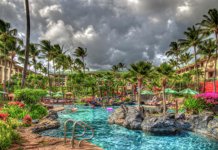Kauai HI Luxury Poolside Grand Hyatt Kauai Resort and Spa Architectural Landscape Seascape Art Photograph by Reid Callaway