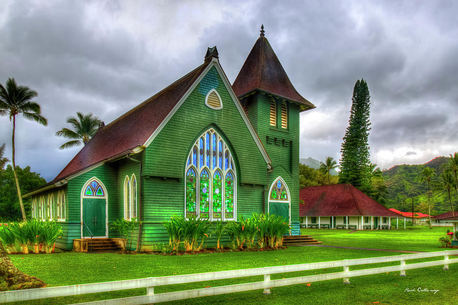 Kauai HI Waioli Huiia Church Hanalei Hawaii Architectural Landscape Art Photograph by Reid Callaway