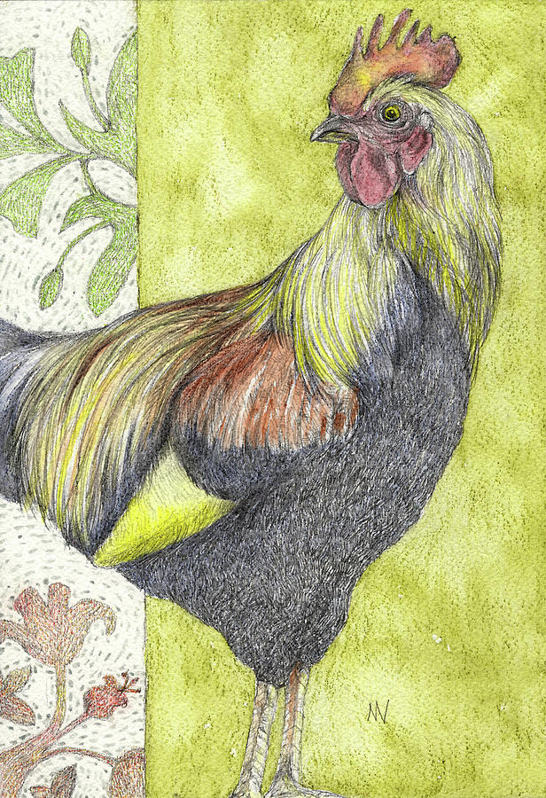 Kauai Rooster Mixed Media by AnneMarie Welsh