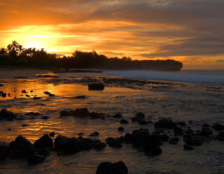 Sunset Photograph - Kauai Sunrise Reflections by Stephen Vecchiotti