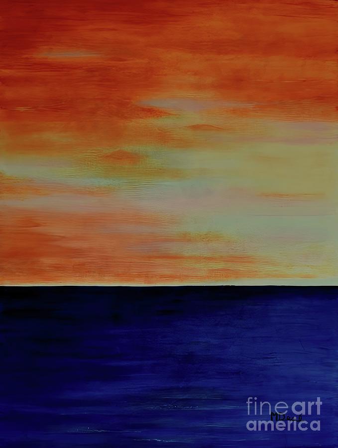 Kauai Sunset Under Vog Painting by Mary Deal