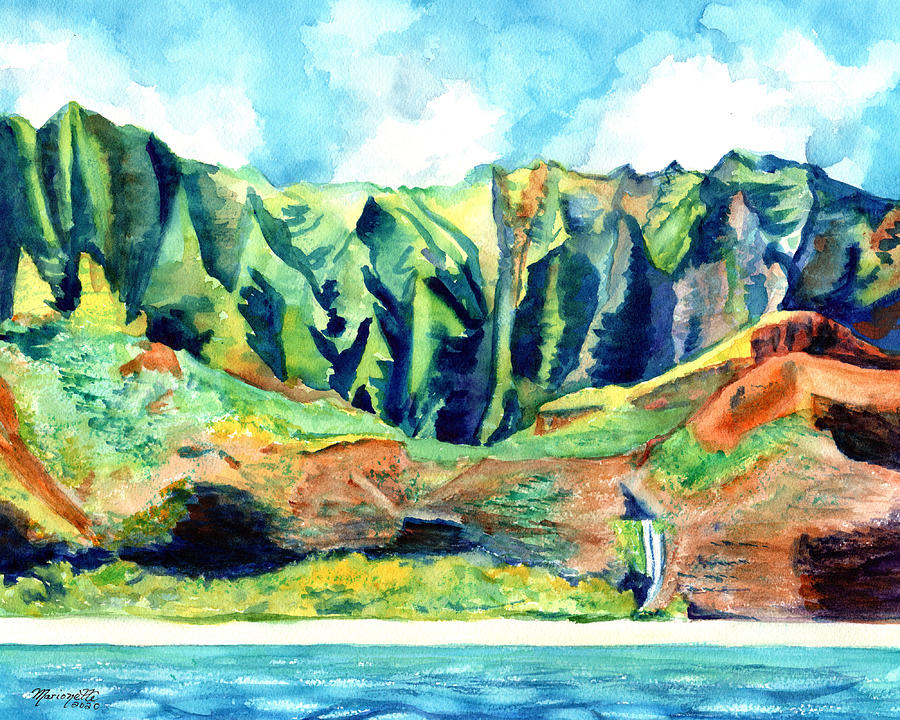 Kauais Na Pali Coast Painting by Marionette Taboniar