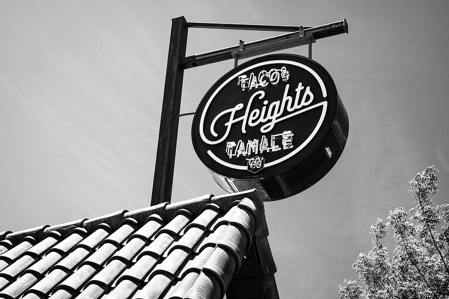 Kavanaugh Heights Restaurant Neon Sign In Black And White Photograph by Gregory Ballos