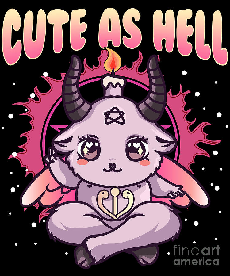 Kawaii Baphomet Cute As Hell Satanic Goat Pun Digital Art by The ...