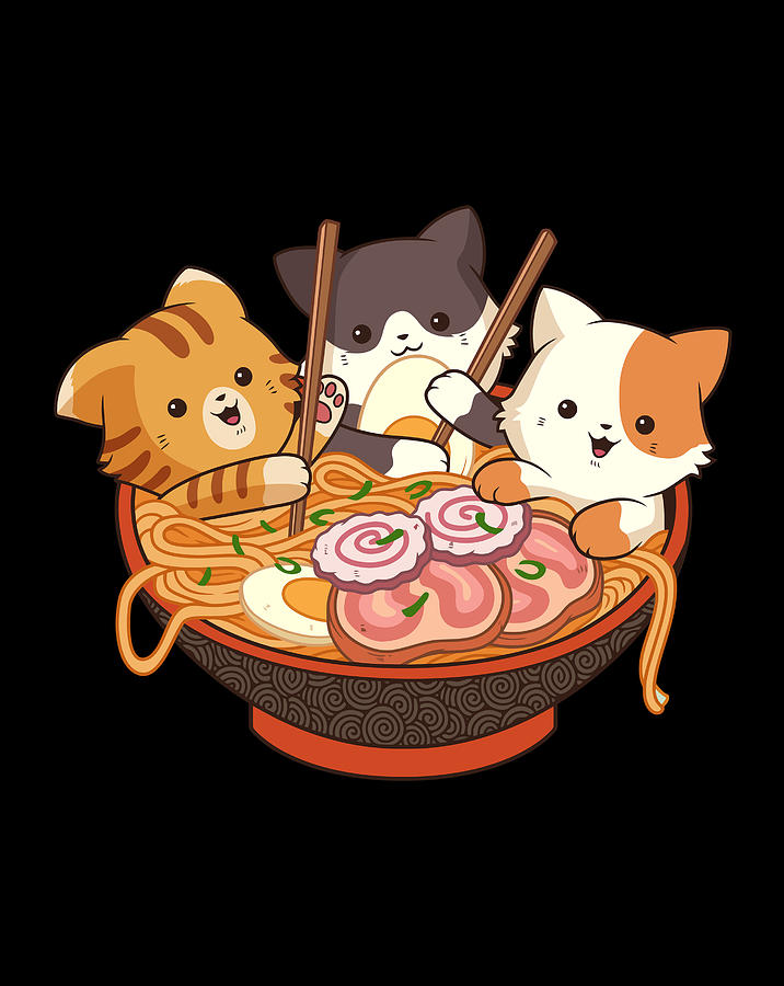 Kawaii Cute Anime Cats Otaku Japanese Ramen Noodles T Digital Art By 