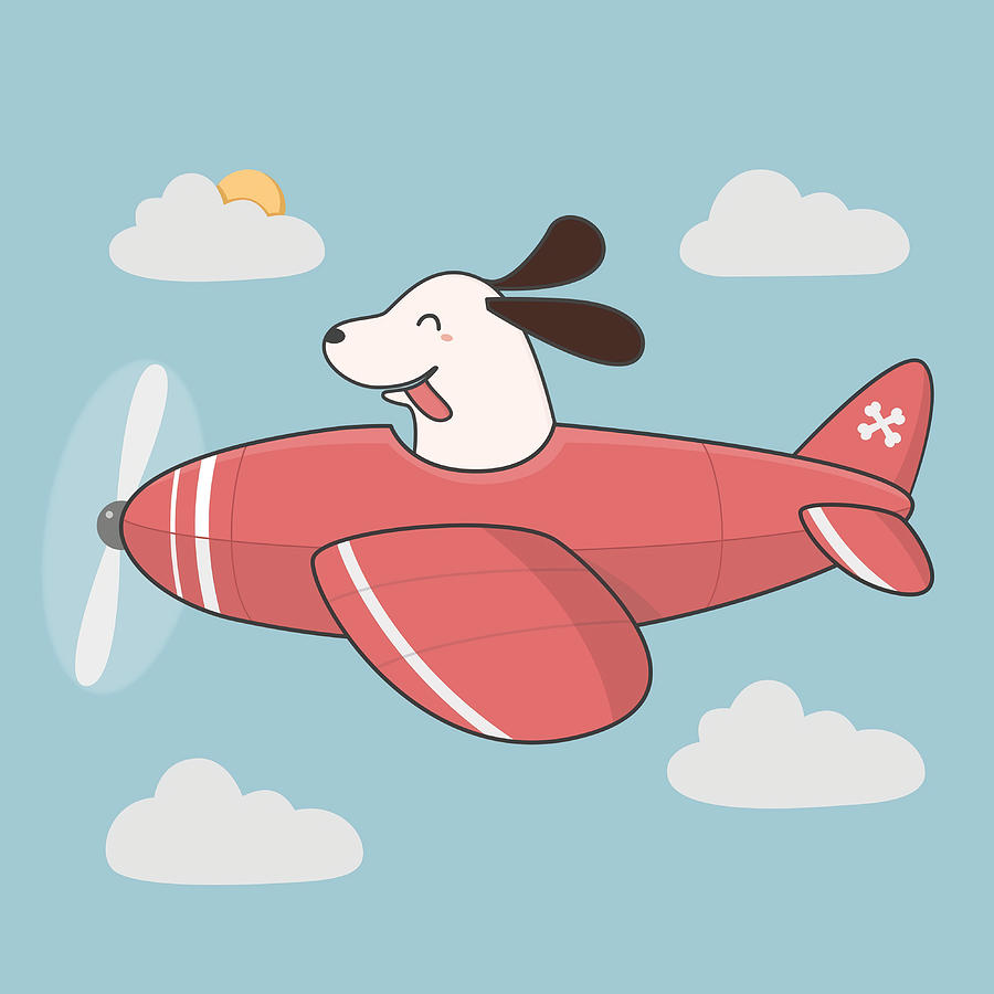 Kawaii Cute Dog Flying Planes Poster girl Painting by Kennedy Oliver ...