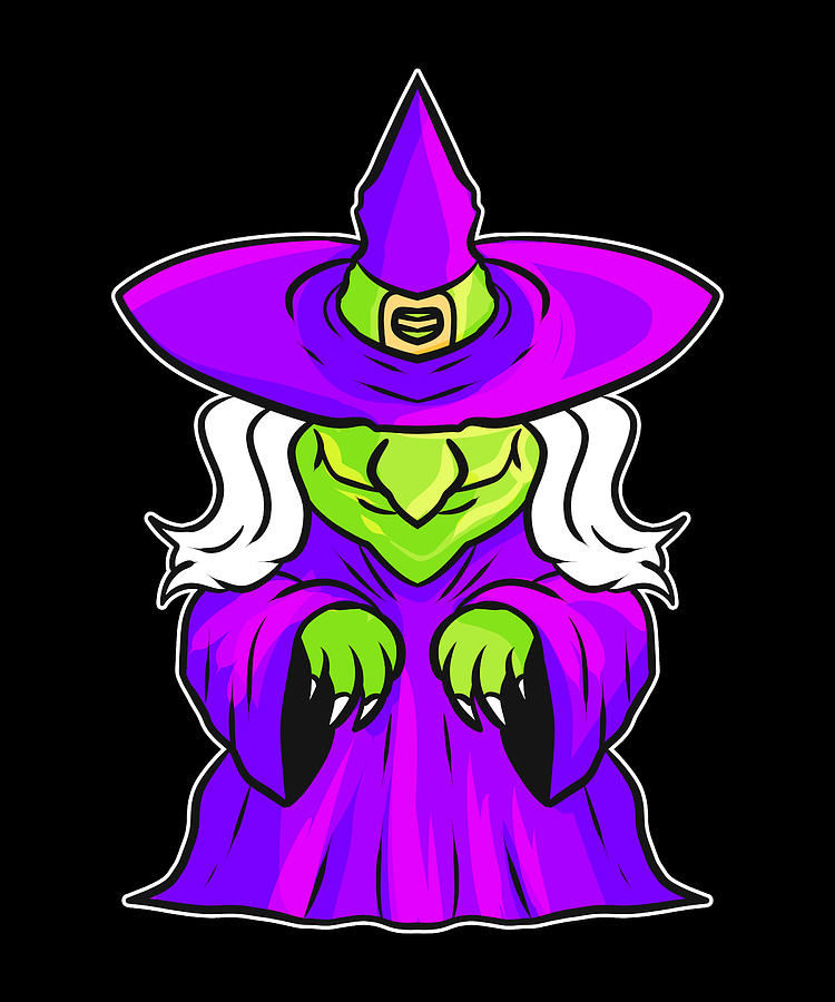 Kawaii Cute Old Evil Witch Halloween Digital Art by Jan Bleke | Pixels