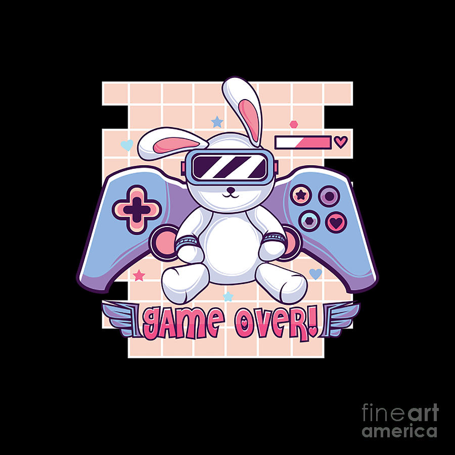 Kawaii Gamer Bunny Rabbit Pastel Goth Japanese Anime Menhera Digital ...