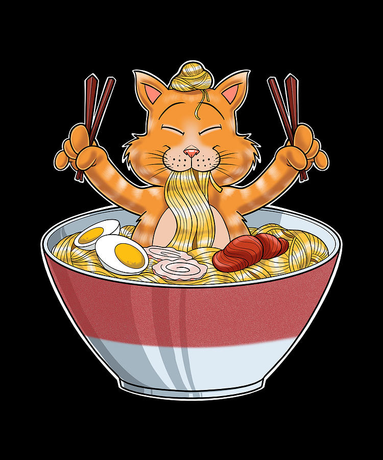 Kawaii Kitten Japanese Ramen Noodles I Otaku Anime Kitten Digital Art By Maximus Designs Fine 8029