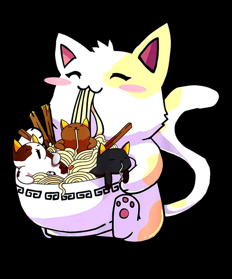 Kawaii Neko Cat Ramen Bowl Anime Japanese Noodles Digital Art By Duong Dam 1500