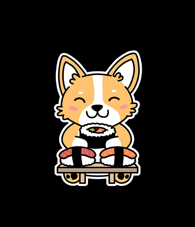 Kawaii Sushi Cute Anime Dog Corgi Japanese Food Nigiri Digital Art by ...