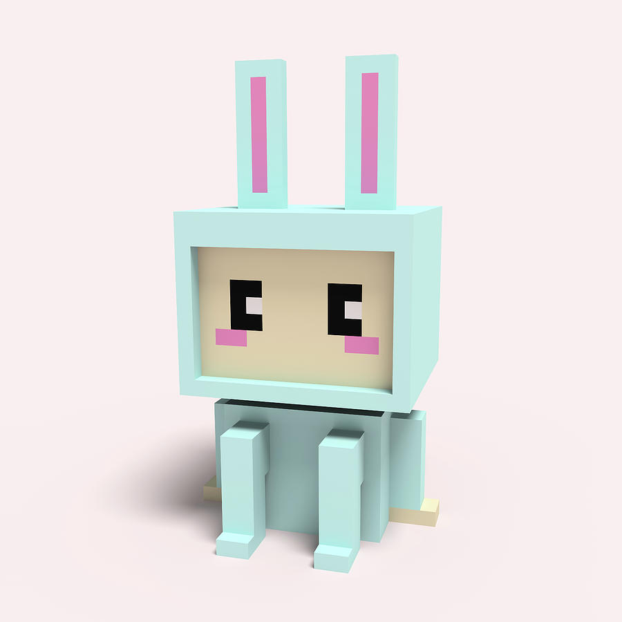 Kawaii Voxel Bunny Onesie Digital Art by Lawn Walker | Fine Art America