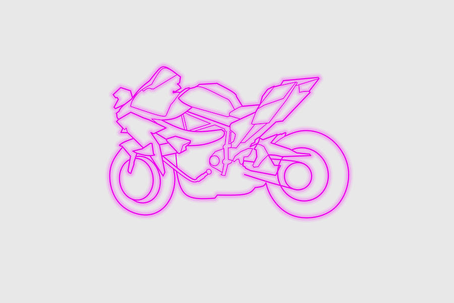 Kawasaki H2r Neon Style Digital Art By Happy Motorcycle Pixels