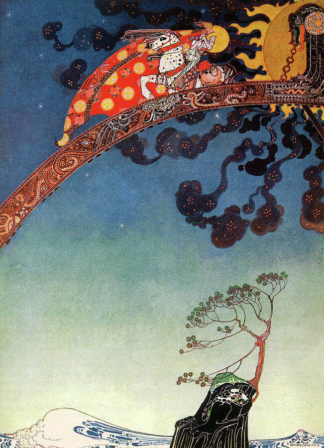 Kay Nielsen illustrations - East of the Sun and West of the Moon, leaving the castle Drawing by Kay Nielsen