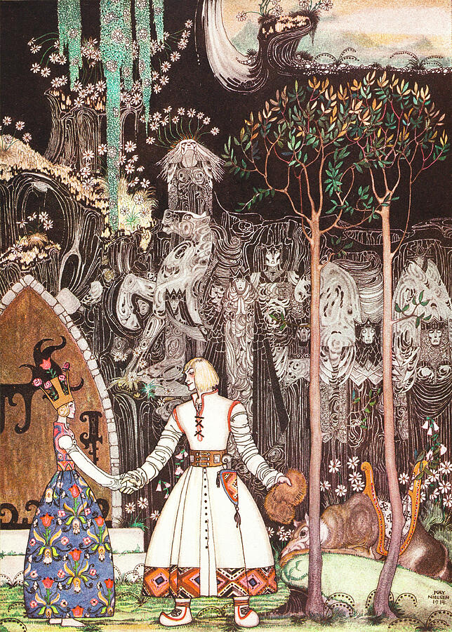 Kay Nielsen illustrations - The Giant Who Had No Heart in His Body, Farewell from the Princess Drawing by Kay Nielsen