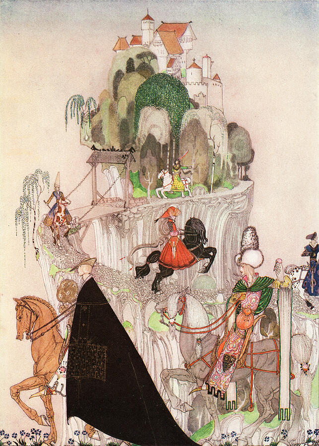 Kay Nielsen illustrations - The Giant Who Had No Heart in His Body, The six princes riding out Drawing by Kay Nielsen
