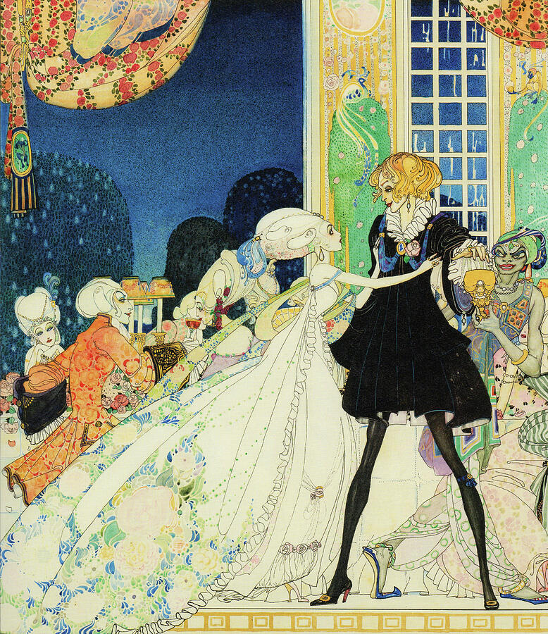 Kay Nielsen illustrations - The Twelve Dancing Princesses, the potion at the ball Drawing by Kay Nielsen