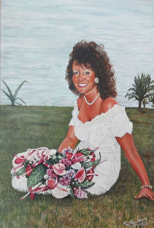 Kay on her wedding day in St Lucia Painting by Mackenzie Moulton