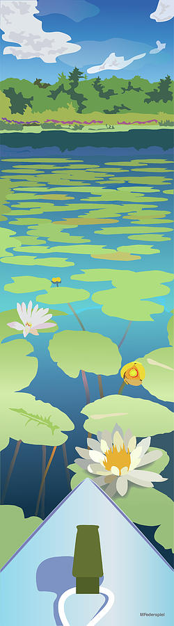 Kayak in Lilies Digital Art by Marian Federspiel