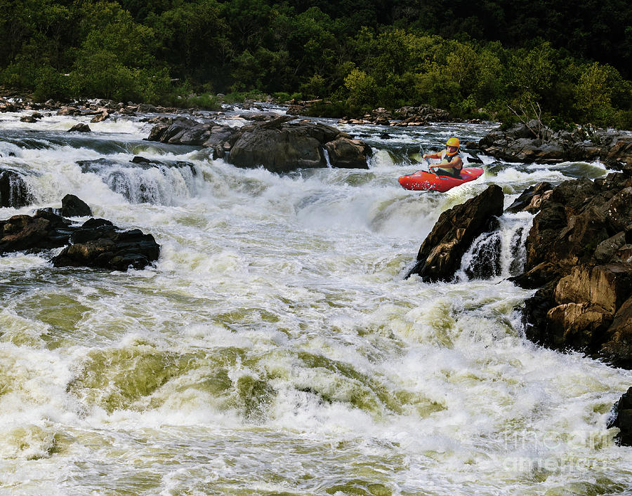 Kayak on Great Falls Photograph by Thomas Marchessault
