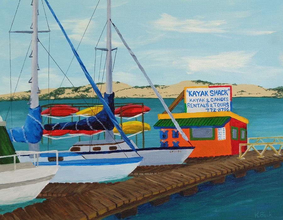 Kayak Shack Morro Bay California Painting by Katherine Young-Beck