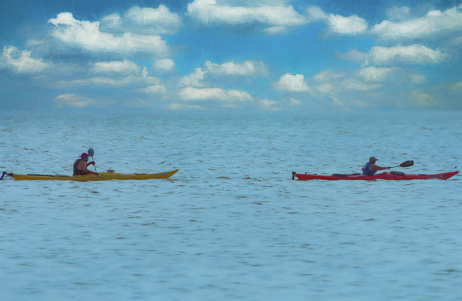 Unique Photograph - Kayak Teamwork on the Outer Banks ap 703 by Dan Carmichael