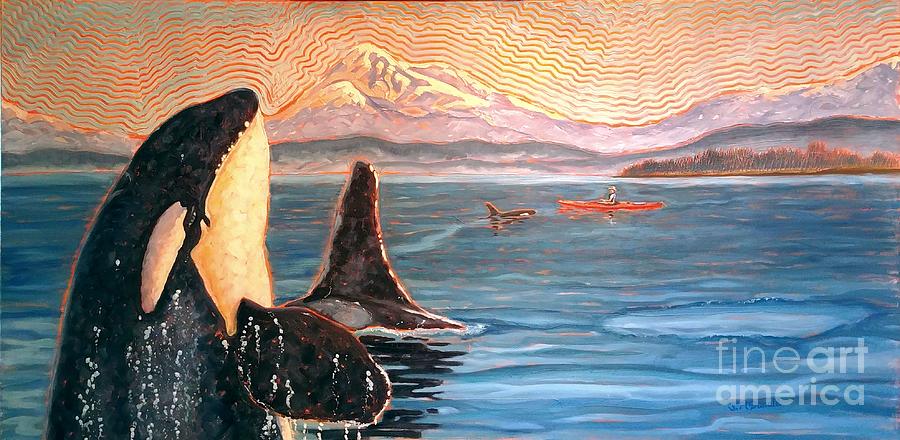 Kayak the Salish Sea Painting by Janet McDonald