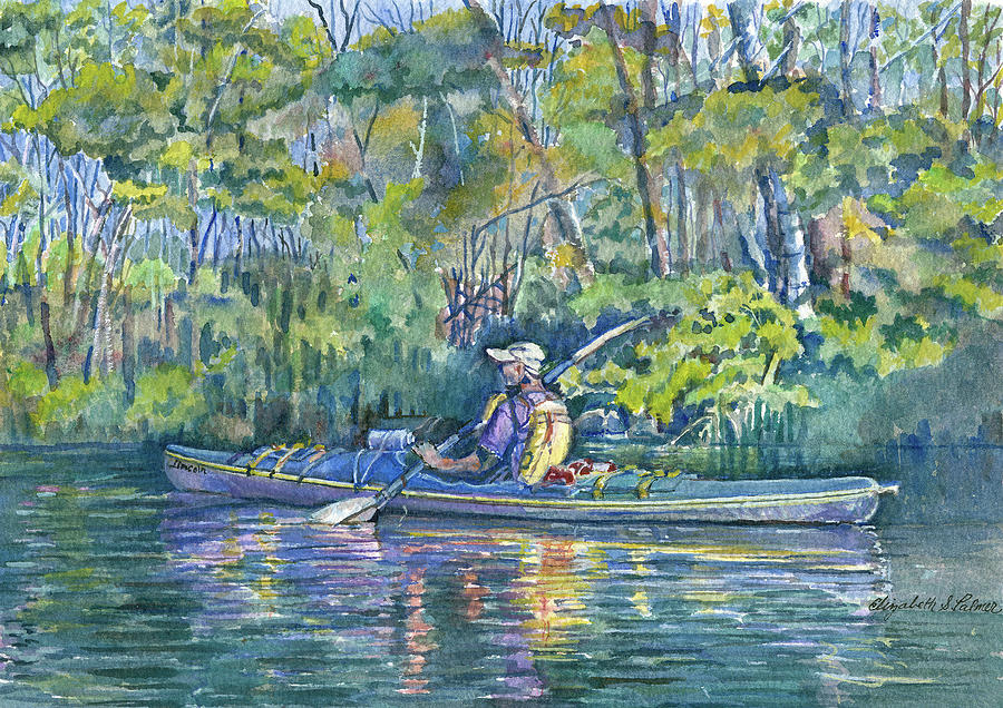 Kayaker Painting by Elizabeth Palmer