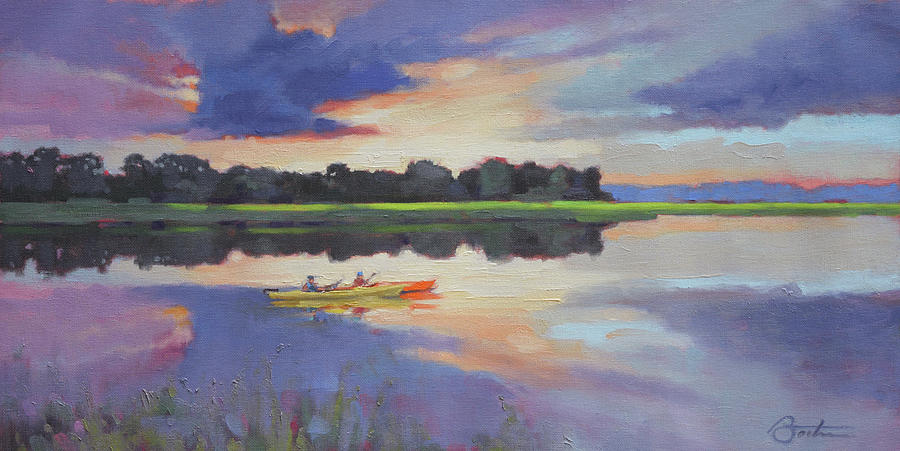 Sunset Painting - Kayaking Edisto Color Study by Todd Baxter