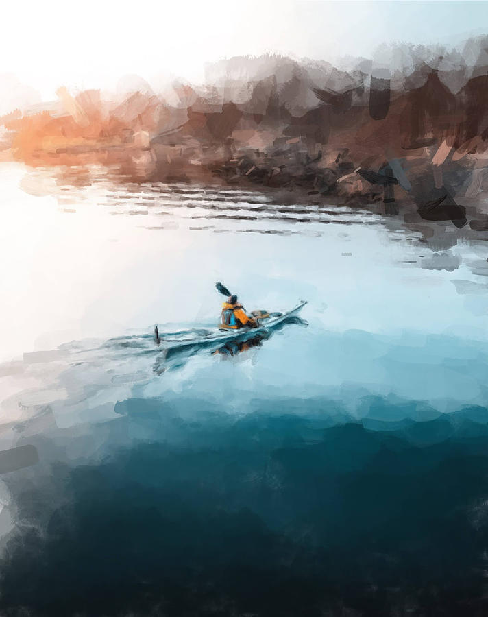 Kayaking Painting by Gary Arnold