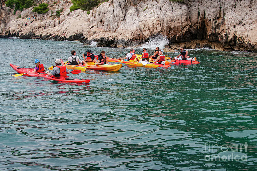 Kayaking in Cassis Calanque National Park Photograph by Bob Phillips