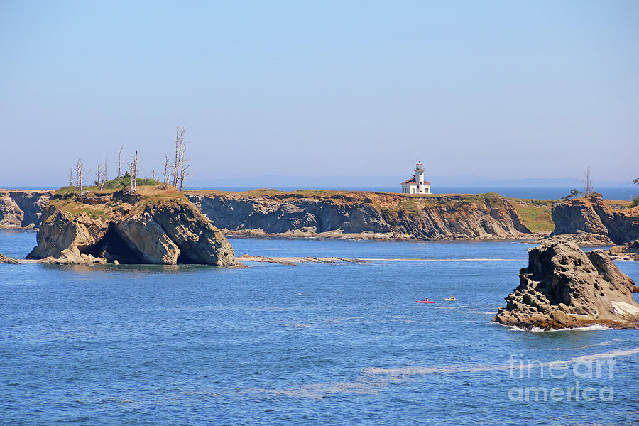 Kayaking near Coquille River Lighthouse 3269 Photograph by Jack Schultz