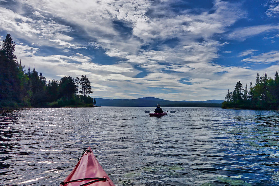 Kayaking on Maine Lake Photograph by Russel Considine